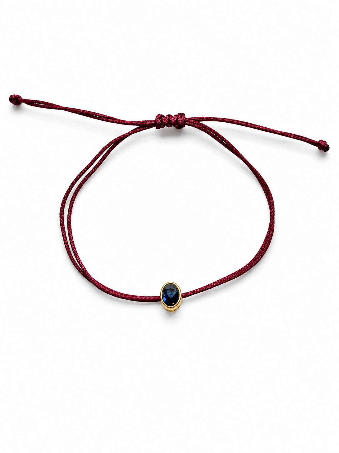 Pulseira fio de seda com Safira azul cobochon