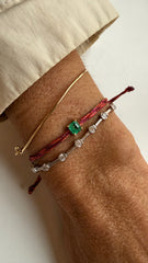 Pulseira fio de seda esmeralda 5x5mm