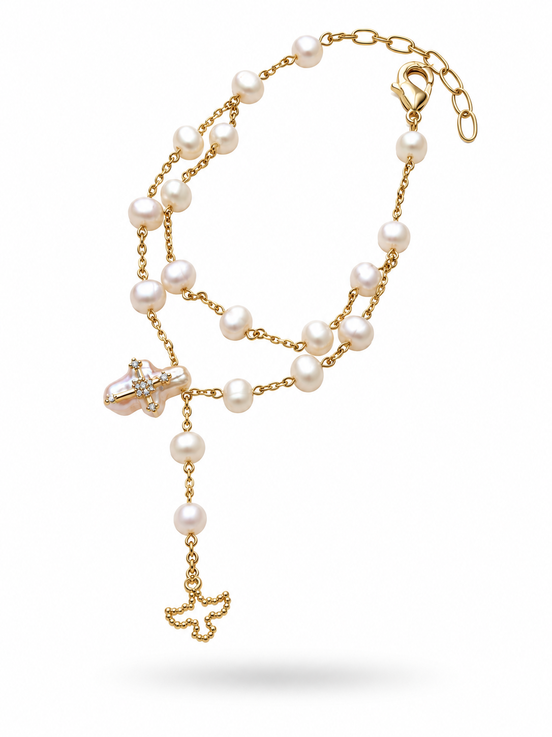 Pulseira terço pérolas