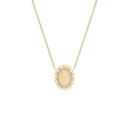 Colar medalha milagrosa moissanite
