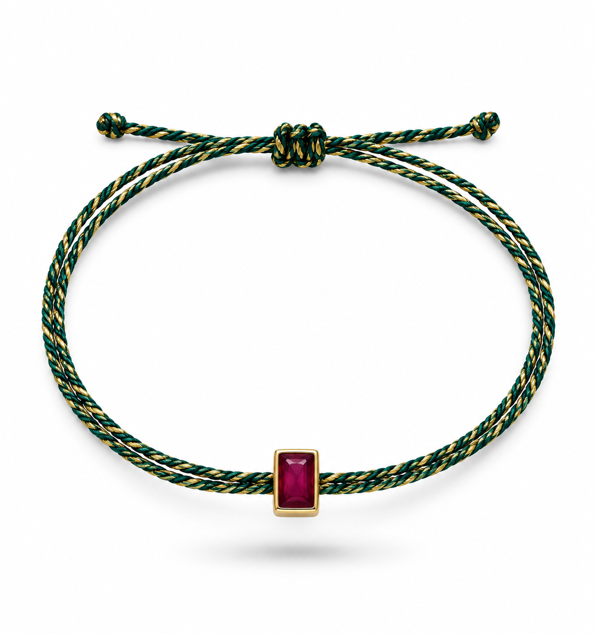 Pulseira fio de seda rubis 4x6mm