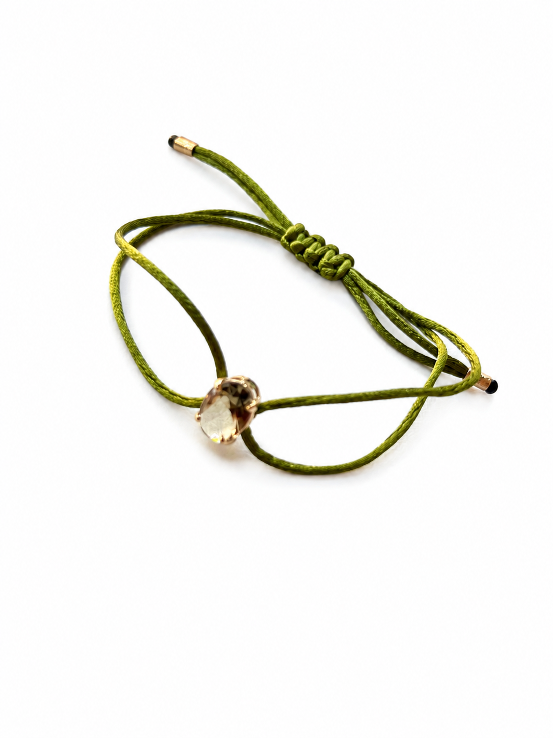 Pulseira fio de seda cristais