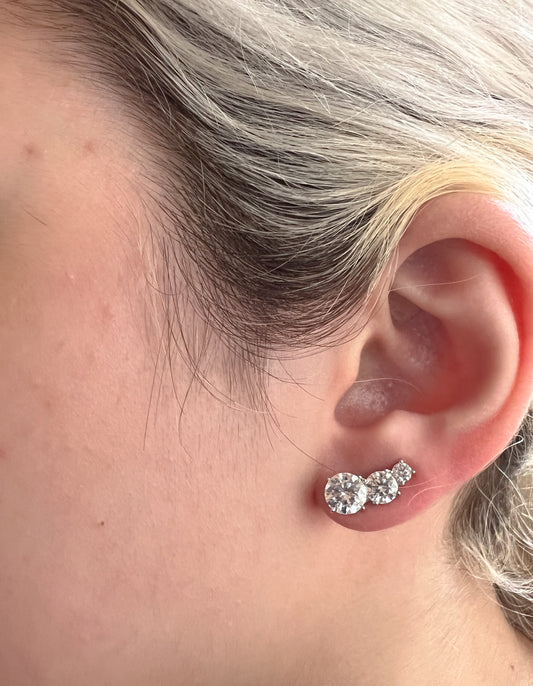 Earcuff 3 pontos moissanite