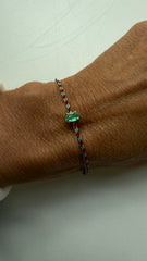 Pulseira fio de seda esmeralda 4x6mm