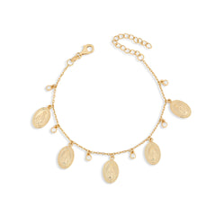 Pulseira medalhas milagrosa Moissanites