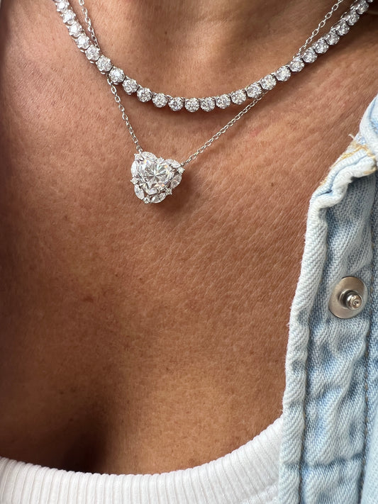 Colar moissanite coração