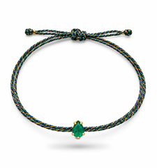 Pulseira fio de seda esmeralda 5x6,5mm
