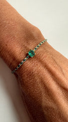 Pulseira fio de seda Esmeralda 4x5mm