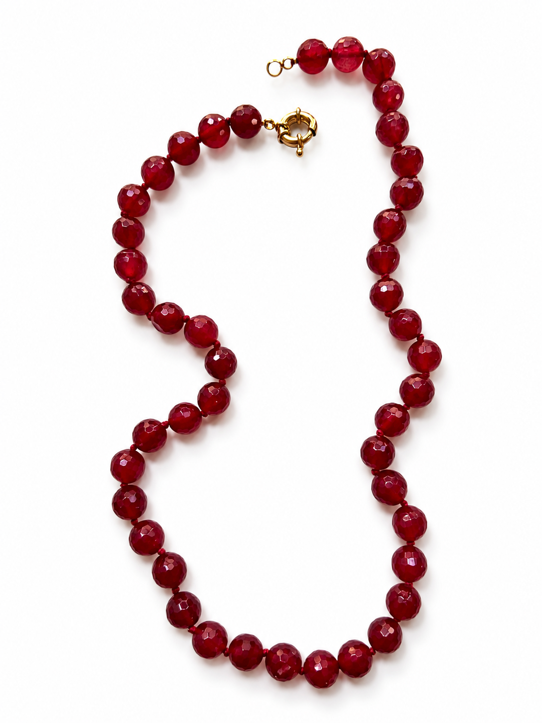 Colar pedras naturais jade vermelha