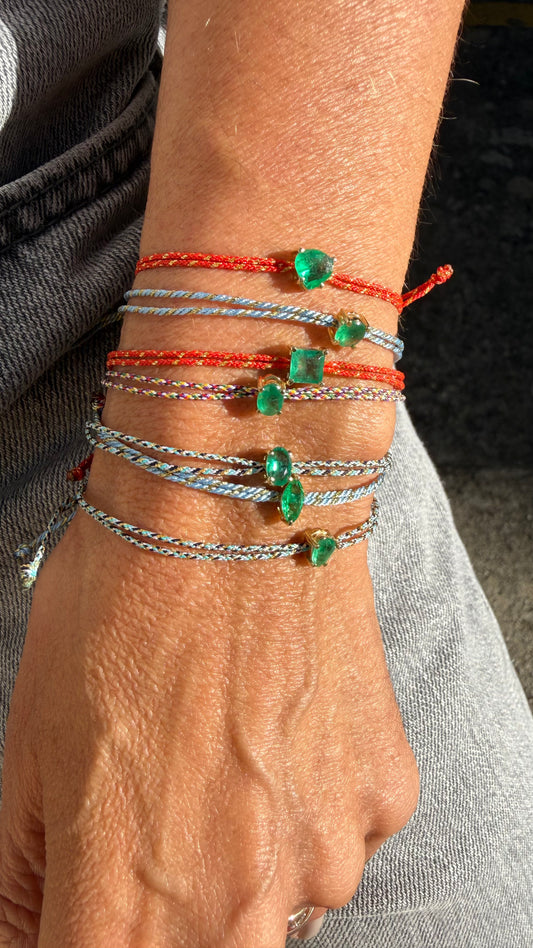 Pulseira esmeralda navete 4X6mm