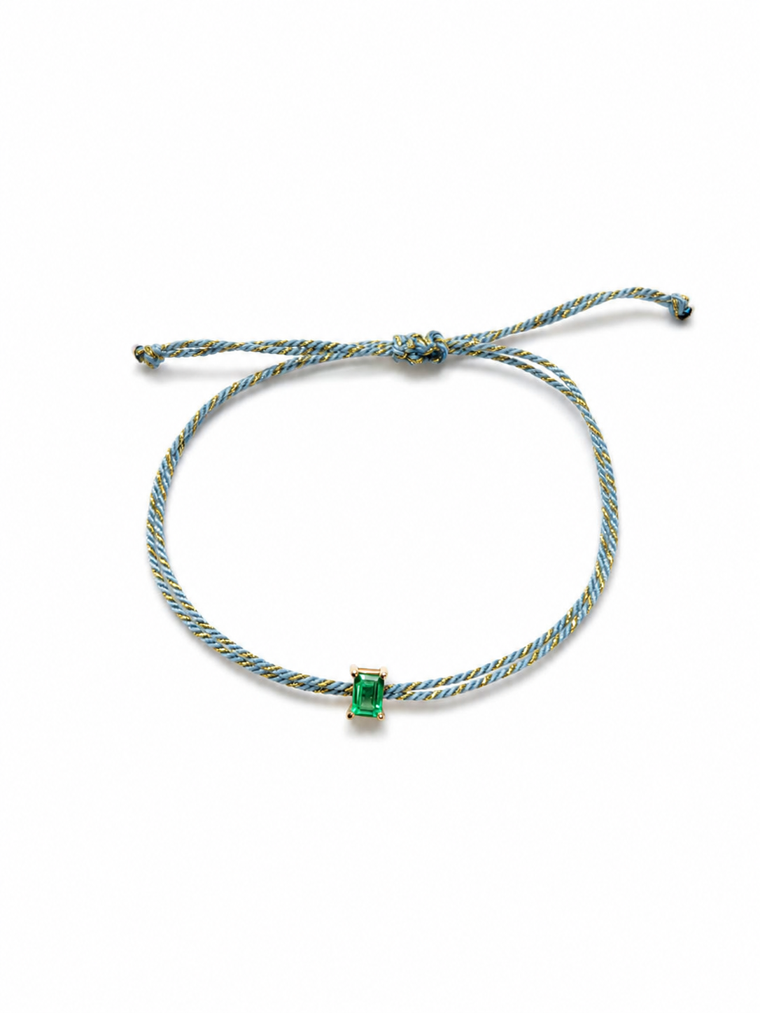 Pulseira fio de seda esmeralda 3x5mm