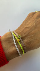 Pulseira fio de seda safira laranja oval