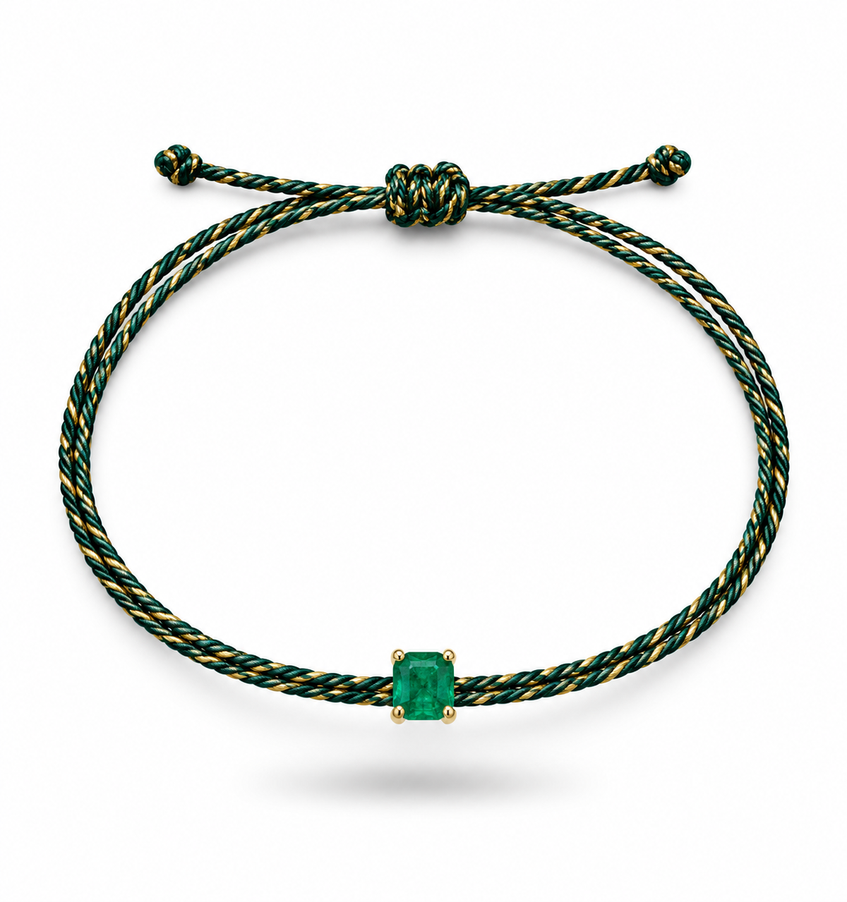 Pulseira fio de seda esmeralda 5mm