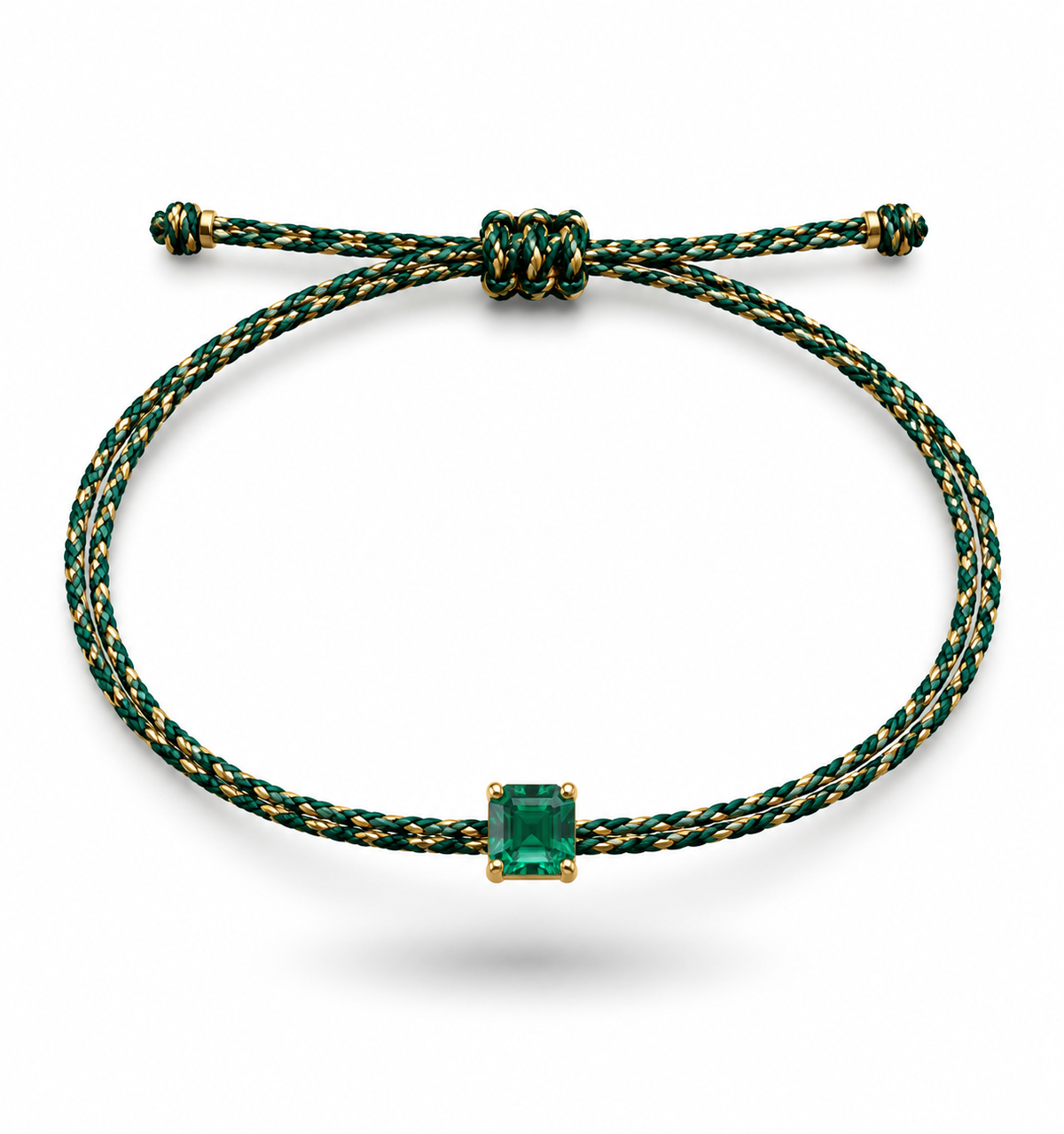 Pulseira fio de seda Esmeralda 4x5mm