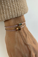 Pulseira fio de seda turmalina Amarela