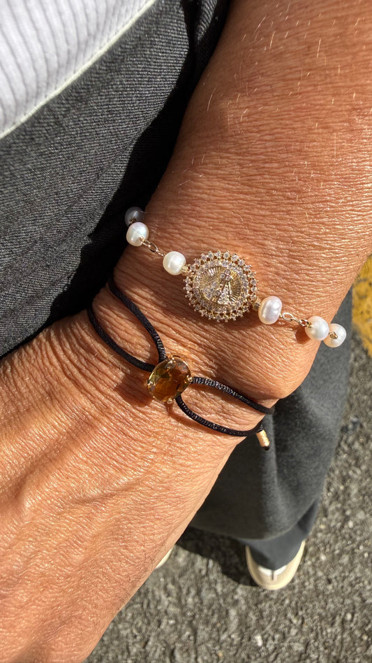 Pulseira Nossa Senhora Aparecida pérolas