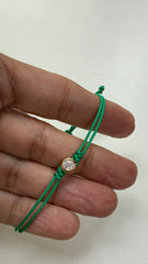 Pulseira moissanite fio de seda macrame.