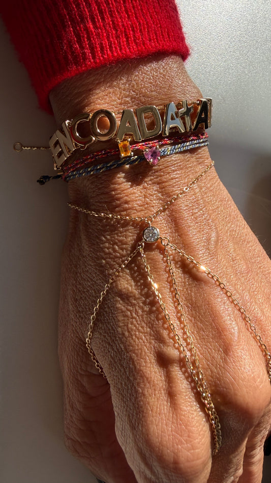 Hand Chain duas correntes Moissanite
