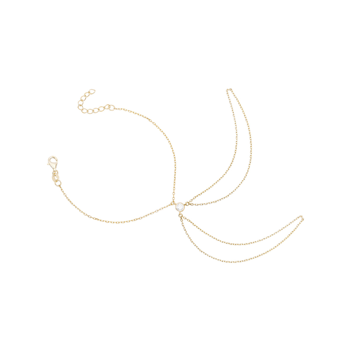 Hand Chain duas correntes Moissanite