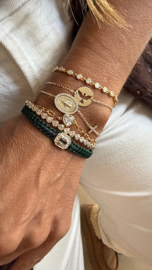 Pulseira coração cravação inglesa