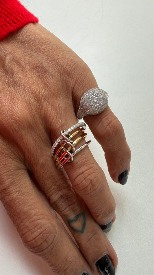 Anel mindinho abaulado Moissanite