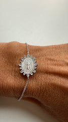 Pulseira medalha milagrosa pedras naturais