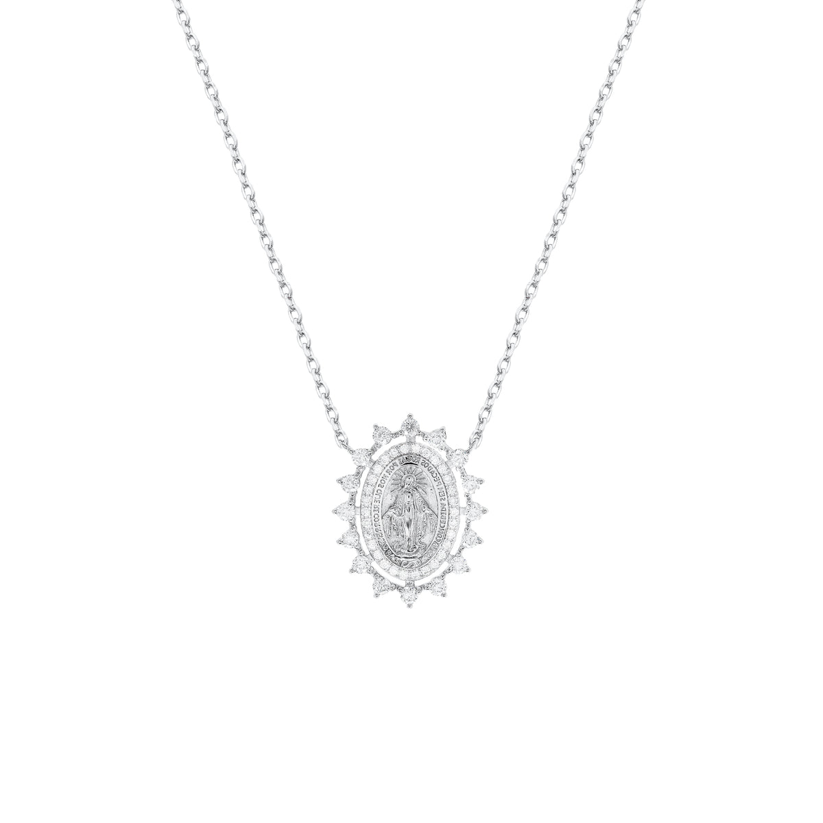 Colar medalha milagrosa Moissanites cravação coroa
