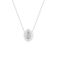 Colar medalha milagrosa Moissanites cravação coroa