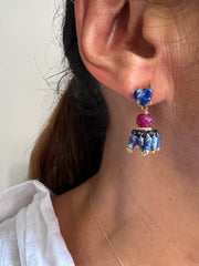 Brinco coração lápis lázuli