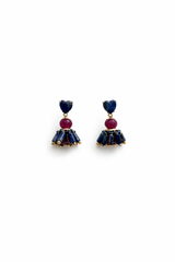 Brinco coração lápis lázuli