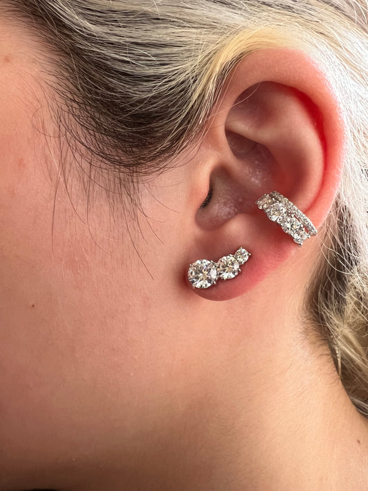 Earcuff 3 pontos moissanite