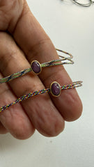Pulseira fio de seda rubi star 4x6mm
