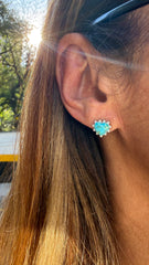 Brinco heart turquesa e Moissanites