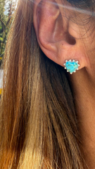 Brinco heart turquesa e Moissanites