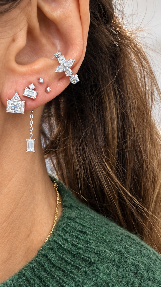 Piercing flor Moissanites
