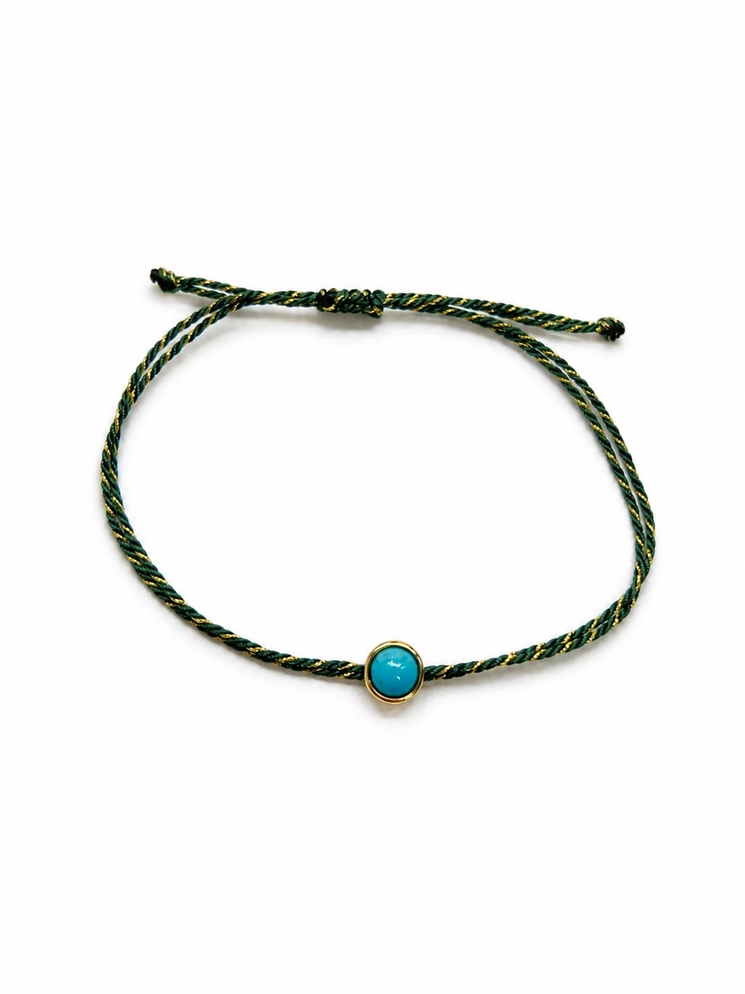 Pulseira fio de seda pedra turquesa