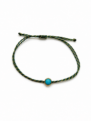 Pulseira fio de seda pedra turquesa