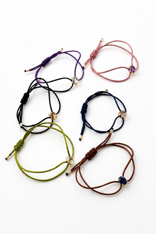 Pulseira fio de seda cristais