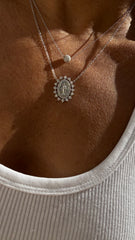 Colar medalha milagrosa Moissanites cravação coroa