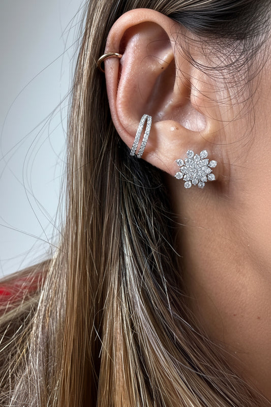 Brinco floco neve Moissanite