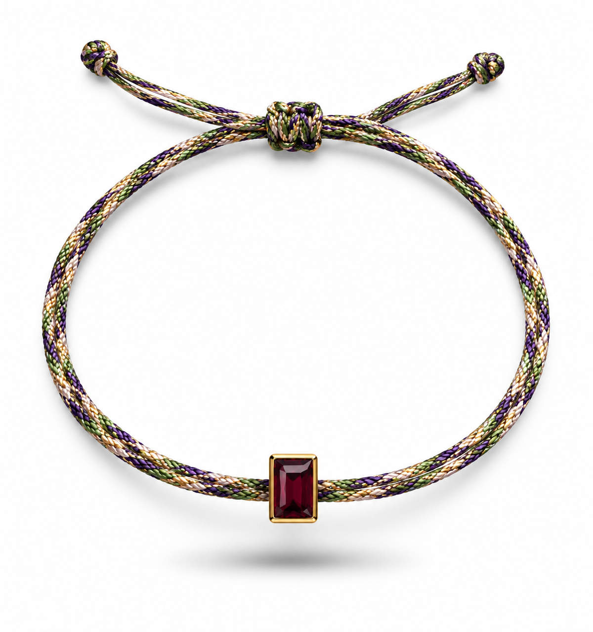 Pulseira fio de seda rubis 4x6mm