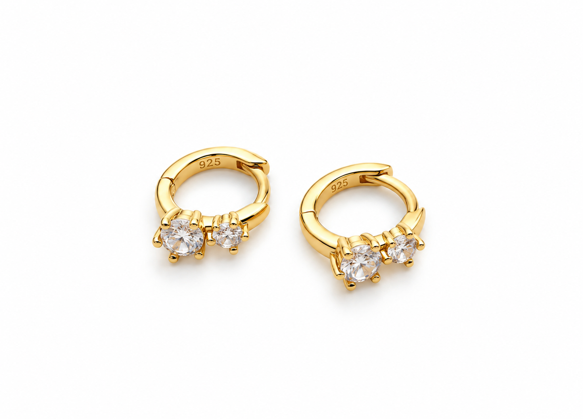 Argola duo pontos moissanite tam M