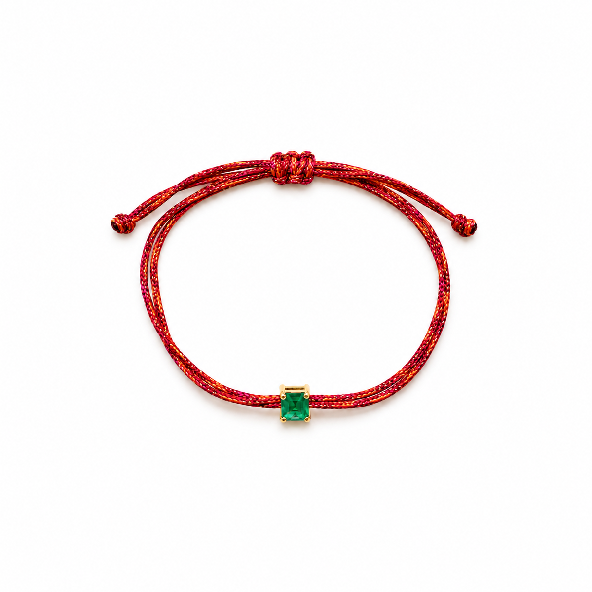 Pulseira fio de seda esmeralda 5x5mm