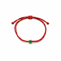 Pulseira fio de seda esmeralda 5x5mm