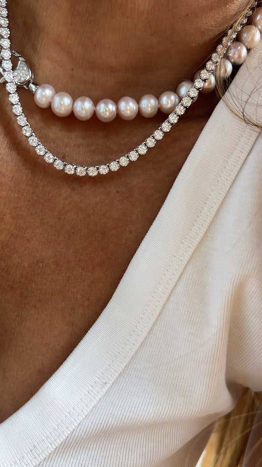 Colar riviera redonda 4 garras moissanite