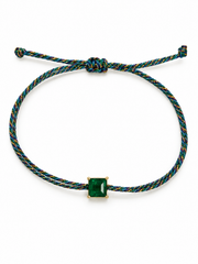 Pulseira fio de seda com esmeralda 5x5mm