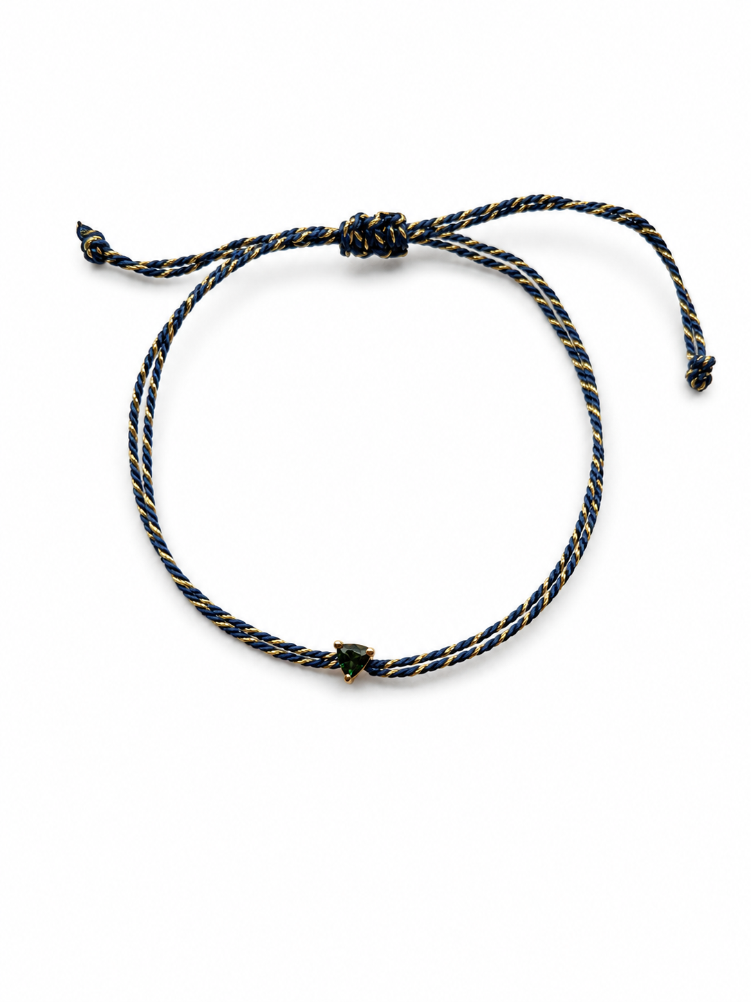 Pulseira fio de seda com turmalina verde