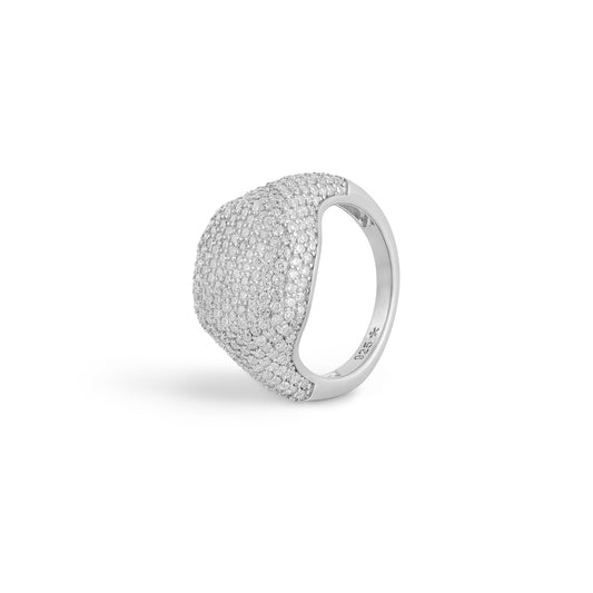 Anel mindinho abaulado Moissanite