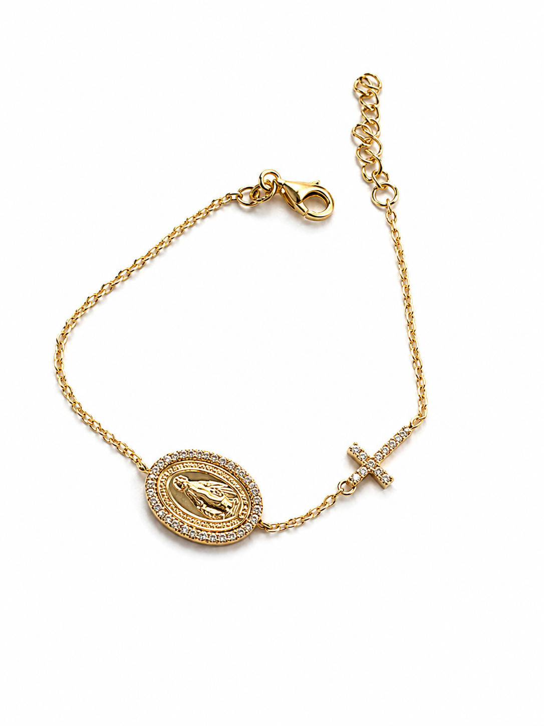 Pulseira medalha milagrosa zirconias