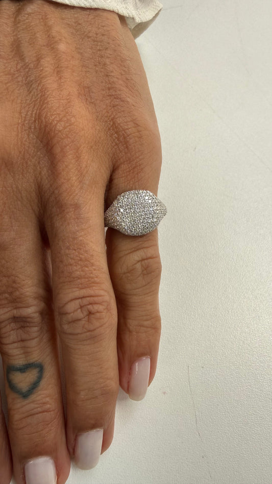 Anel mindinho abaulado moissanite